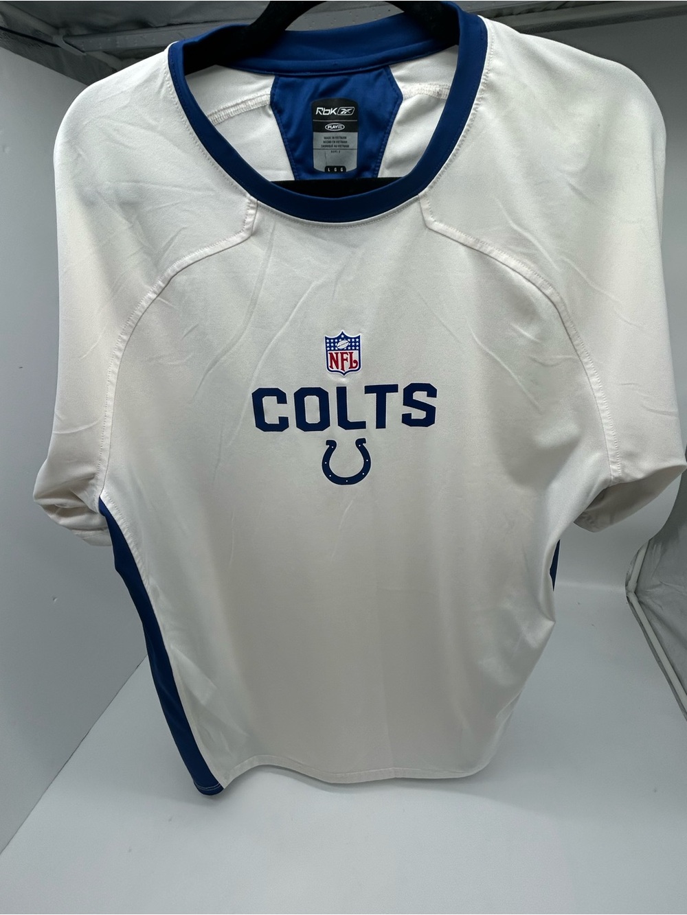 Reebok NFL Indianapolis Colts White & Royal Play Dry Shirt Large